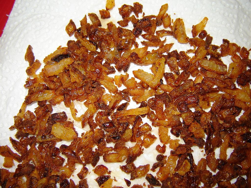 ... und auf Küchenkrepp entfetten