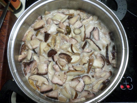 Hier sieht man, wie sich langsam der schmutzige Schaum absetzt und nach oben drängt,