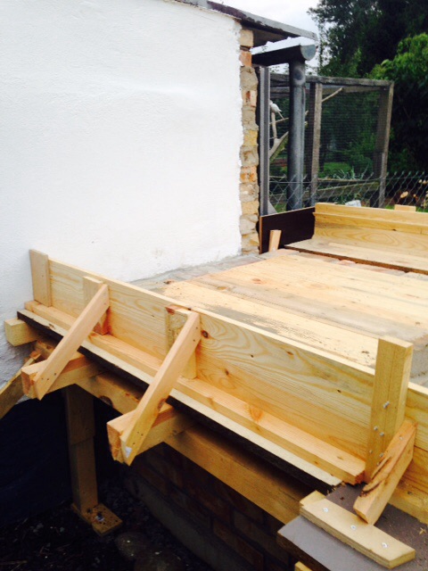 Abstützung meiner Randschalung. Aussteifung