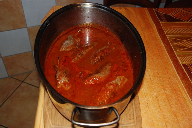 Die Rouladen nach dem Aufkochen